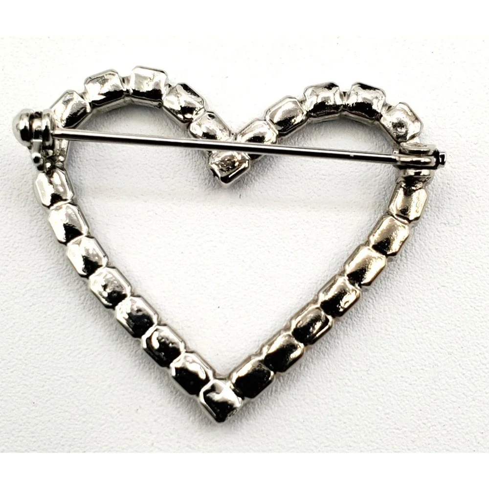 Vintage Purple and Blue Rhinestone Heart Pin